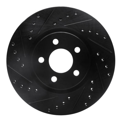R1 03-09 Chrysler PT Cruiser Front Left Drilled & Slotted Black Brake Rotor