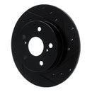 R1 11-16 Scion TC Rear Right Drilled & Slotted Black Brake Rotor