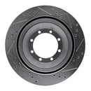 R1 08-20 Ford E-Super Duty Rear Left Drilled & Slotted Silver Brake Rotor