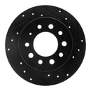 R1 03-08 Hyundai Tiburon Rear Right Drilled & Slotted Black Brake Rotor