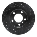 R1 11-16 Mini Cooper Paceman Rear Left Drilled & Slotted Black Brake Rotor