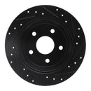 R1 99-04 Jeep Grand Cherokee Rear Left Drilled & Slotted Black Brake Rotor