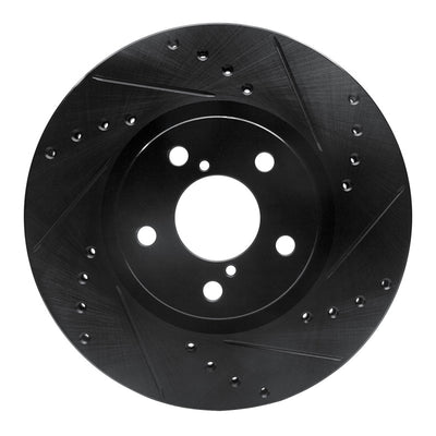 R1 17-23 Subaru Impreza Front Right Drilled & Slotted Black Brake Rotor