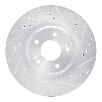 R1 13-20 Hyundai SANTA FE Front Right Drilled & Slotted Silver Brake Rotor