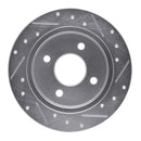 R1 01-19 Ford Focus Rear Left Drilled & Slotted Silver Brake Rotor