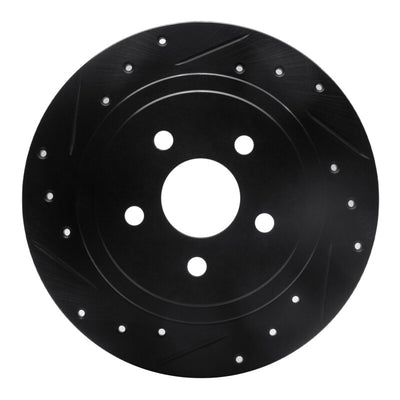 R1 88-95 Chrysler New Yorker Rear Left Drilled & Slotted Black Brake Rotor