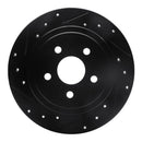 R1 88-95 Chrysler New Yorker Rear Left Drilled & Slotted Black Brake Rotor