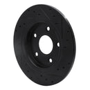 R1 08-16 Chrysler Town & Country Rear Left Drilled & Slotted Black Brake Rotor