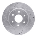 R1 05-21 Nissan Frontier Front Left Drilled & Slotted Silver Brake Rotor