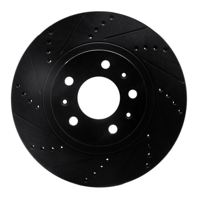 R1 03-07 Cadillac CTS Front Left Drilled & Slotted Black Brake Rotor