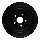 R1 89-95 Chrysler LeBaron Rear Right Drilled & Slotted Black Brake Rotor