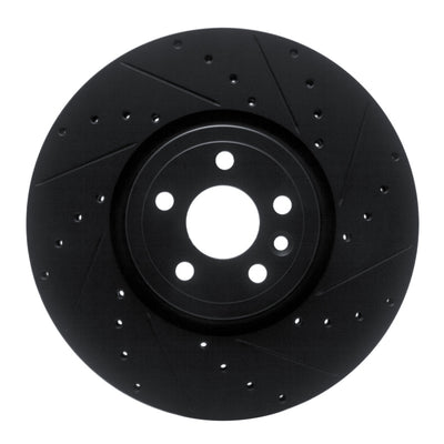 R1 2017-2020 Jaguar F-Pace Front Right Drilled & Slotted Black Brake Rotor
