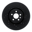 R1 2017-2020 Jaguar F-Pace Front Right Drilled & Slotted Black Brake Rotor