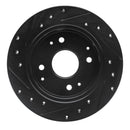 R1 92-97 Acura CL Rear Right Drilled & Slotted Black Brake Rotor