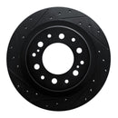R1 2022-2025 Lexus GX550 Rear Left Drilled & Slotted Black Brake Rotor
