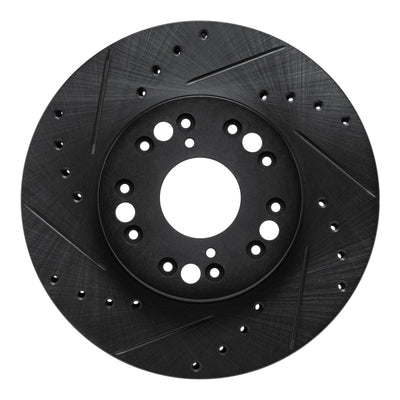 R1 91-92 Lexus LS400 Front Left Drilled & Slotted Black Brake Rotor