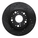 R1 91-92 Lexus LS400 Front Left Drilled & Slotted Black Brake Rotor