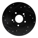 R1 94-04 Infiniti I30 Rear Right Drilled & Slotted Black Brake Rotor