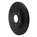 R1 05-14 Ford Mustang Rear Left Drilled & Slotted Black Brake Rotor