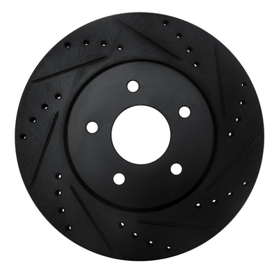 R1 19-24 Infiniti QX50 Rear Right Drilled & Slotted Black Brake Rotor