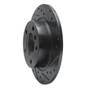 R1 11-16 Mini Cooper Countryman Rear Right Drilled & Slotted Black Brake Rotor