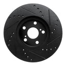 R1 94-99 Toyota Celica Front Left Drilled & Slotted Black Brake Rotor