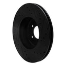 R1 04-10 BMW 550I Front Left Drilled & Slotted Black Brake Rotor