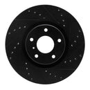 R1 05-23 Infiniti G25 Front & Rear Drilled & Slotted Black Brake Rotor Set