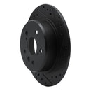 R1 99-03 Lexus RX300 Rear Right Drilled & Slotted Black Brake Rotor