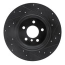R1 00-06 BMW X5 Rear Left Drilled & Slotted Black Brake Rotor