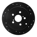 R1 00-10 Pontiac Vibe Rear Right Drilled & Slotted Black Brake Rotor