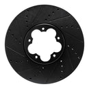R1 2020-2025 Ford Transit-350/SRW Front Left Drilled & Slotted Black Brake Rotor