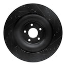 R1 10-24 Jaguar XFR Rear Left Drilled & Slotted Black Brake Rotor