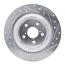 R1 21-22 Lexus RC350 Rear Left Drilled & Slotted Silver Brake Rotor