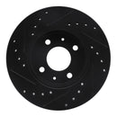 R1 88-06 Nissan NX Front Right Drilled & Slotted Black Brake Rotor