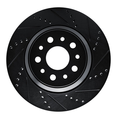 R1 14-16 Maserati Ghibli Rear Right Drilled & Slotted Black Brake Rotor