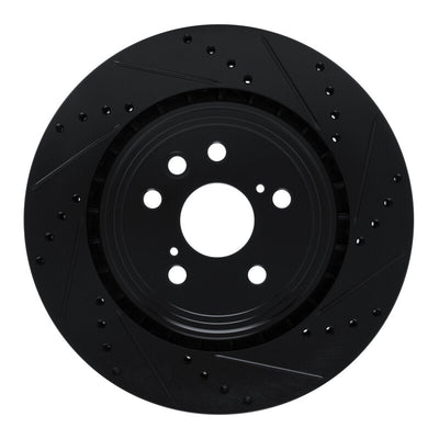 R1 20-25 Lexus RX350 Front Right Drilled & Slotted Black Brake Rotor