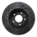 R1 01-02 Mazda Millenia Front Right Drilled & Slotted Black Brake Rotor
