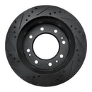 R1 11-25 Chevrolet Silverado 3500 HD Front Right Drilled & Slotted Black Brake Rotor