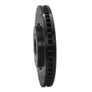 R1 05-14 Infiniti FX35 Front Left Drilled & Slotted Black Brake Rotor