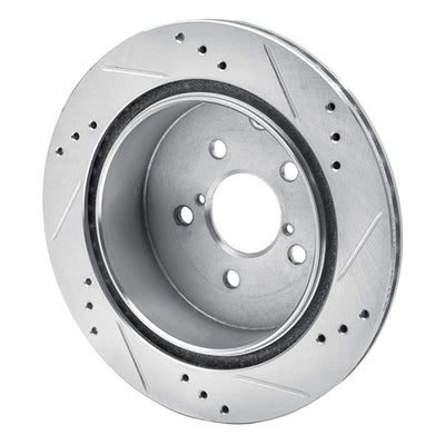 R1 14-18 Subaru Forester Rear Drilled & Slotted Silver Brake Rotor Set