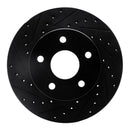 R1 99-04 Jeep Grand Cherokee Front Left Drilled & Slotted Black Brake Rotor