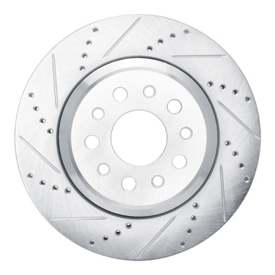 R1 14-16 Maserati Ghibli Rear Left Drilled & Slotted Silver Brake Rotor
