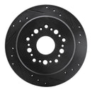 R1 92-98 Lexus SC300 Rear Right Drilled & Slotted Black Brake Rotor