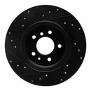 R1 91-01 BMW 850CI Rear Right Drilled & Slotted Black Brake Rotor