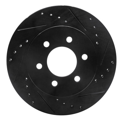 R1 97-02 Dodge Dakota 4WD Front Right Drilled & Slotted Black Brake Rotor
