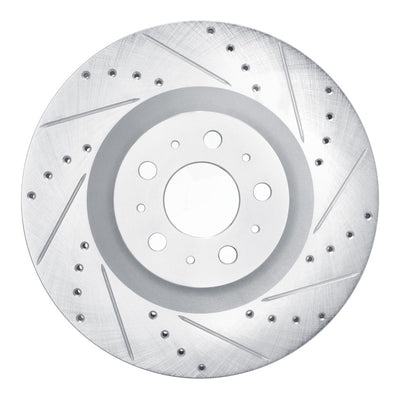 R1 20-25 Tesla Model Y Front Right Drilled & Slotted Silver Brake Rotor