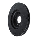 R1 14-19 Chevrolet Corvette Front Right Drilled & Slotted Black Brake Rotor