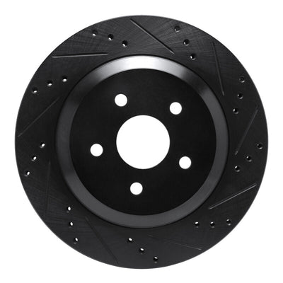 R1 04-07 Ford Freestar Rear Right Drilled & Slotted Black Brake Rotor