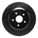 R1 04-07 Ford Freestar Rear Right Drilled & Slotted Black Brake Rotor